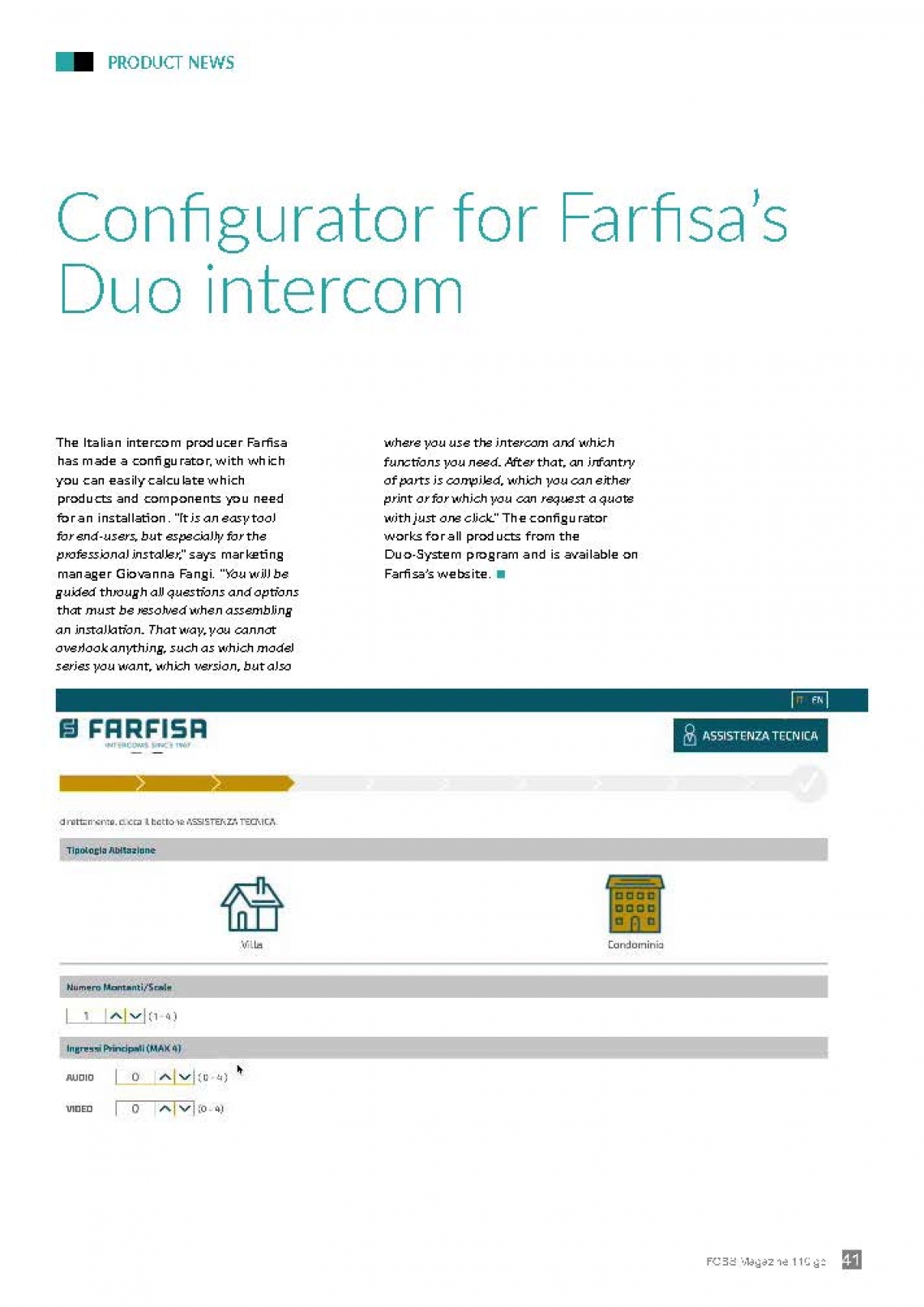 Configurator for Farfisa's Duo