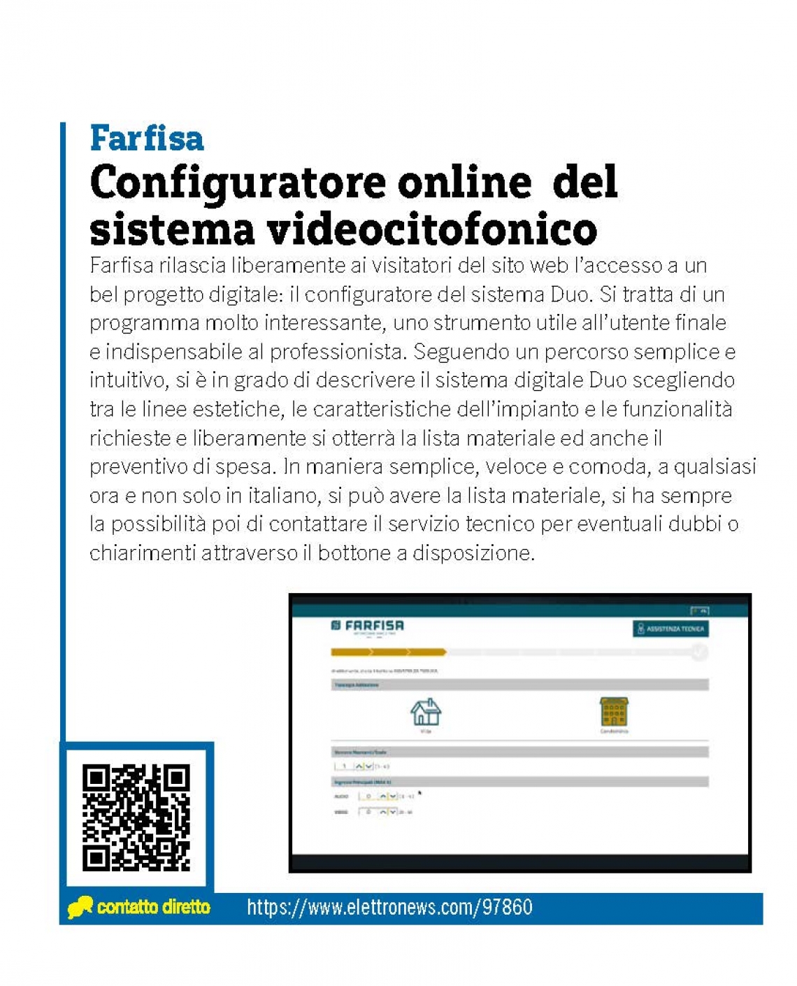 Configuratore online sistema videocitofonico