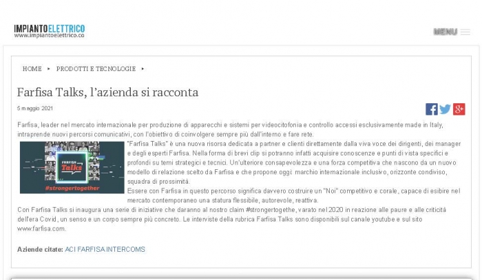 Farfisa Talks, l'azienda si racconta