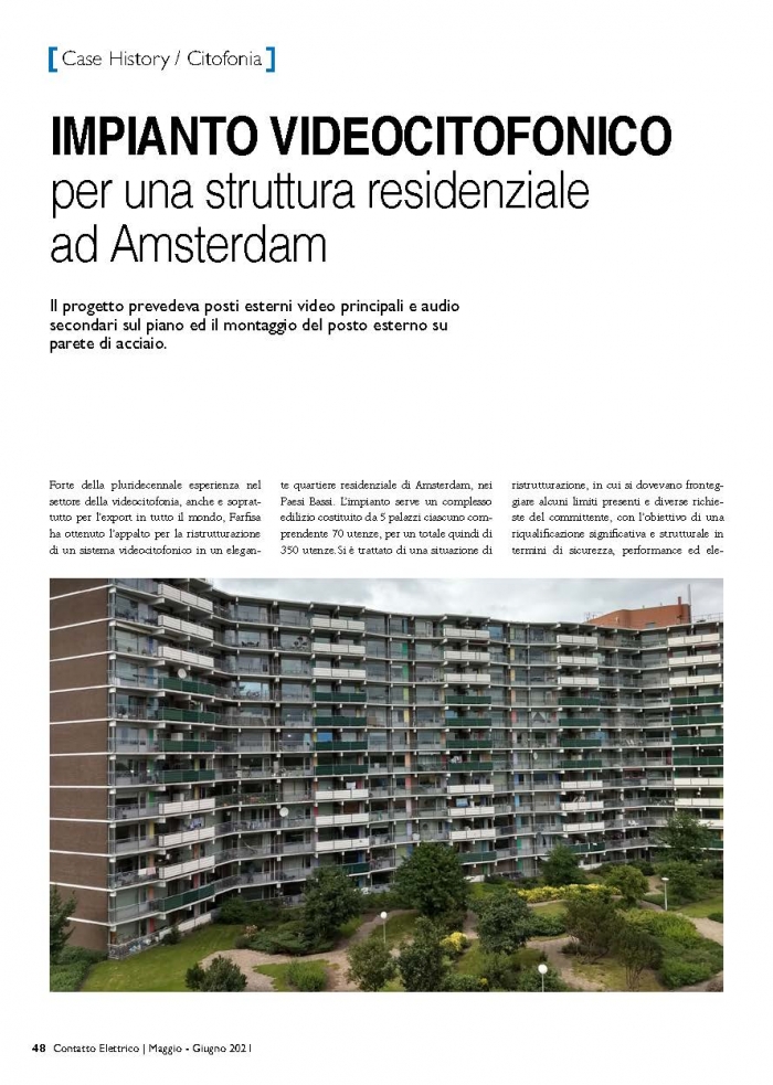 Impianto videocitofonico per residenza ad Amsterdam