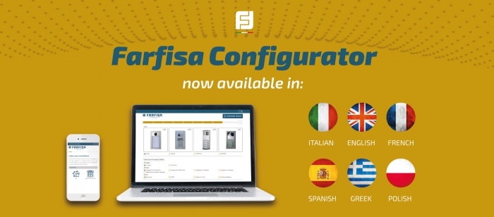 Le configurateur en ligne Farfisa est également disponible en anglais, français, espagnol, grec et polonais.