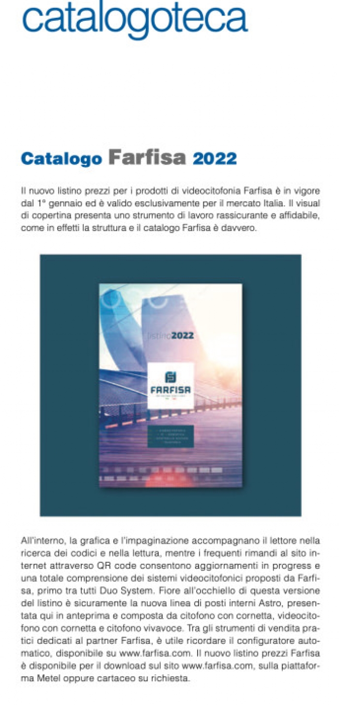 Listino Farfisa 2022