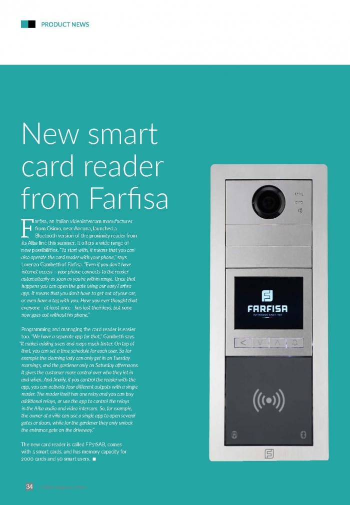 New smart card reader from Farfisa