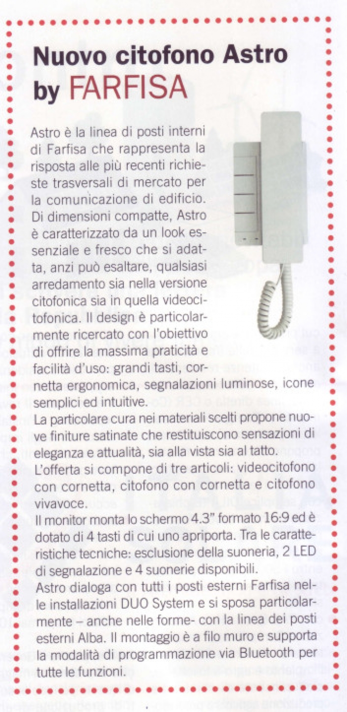Nuovo citofono Astro by Farfisa