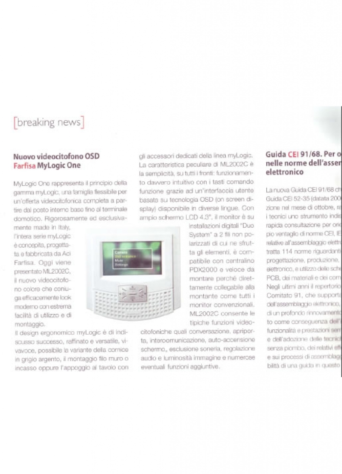 Nuovo monitor myLogic ONE con tecnologia OSD