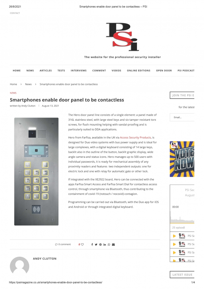 Smartphones enable door panels to be contactless