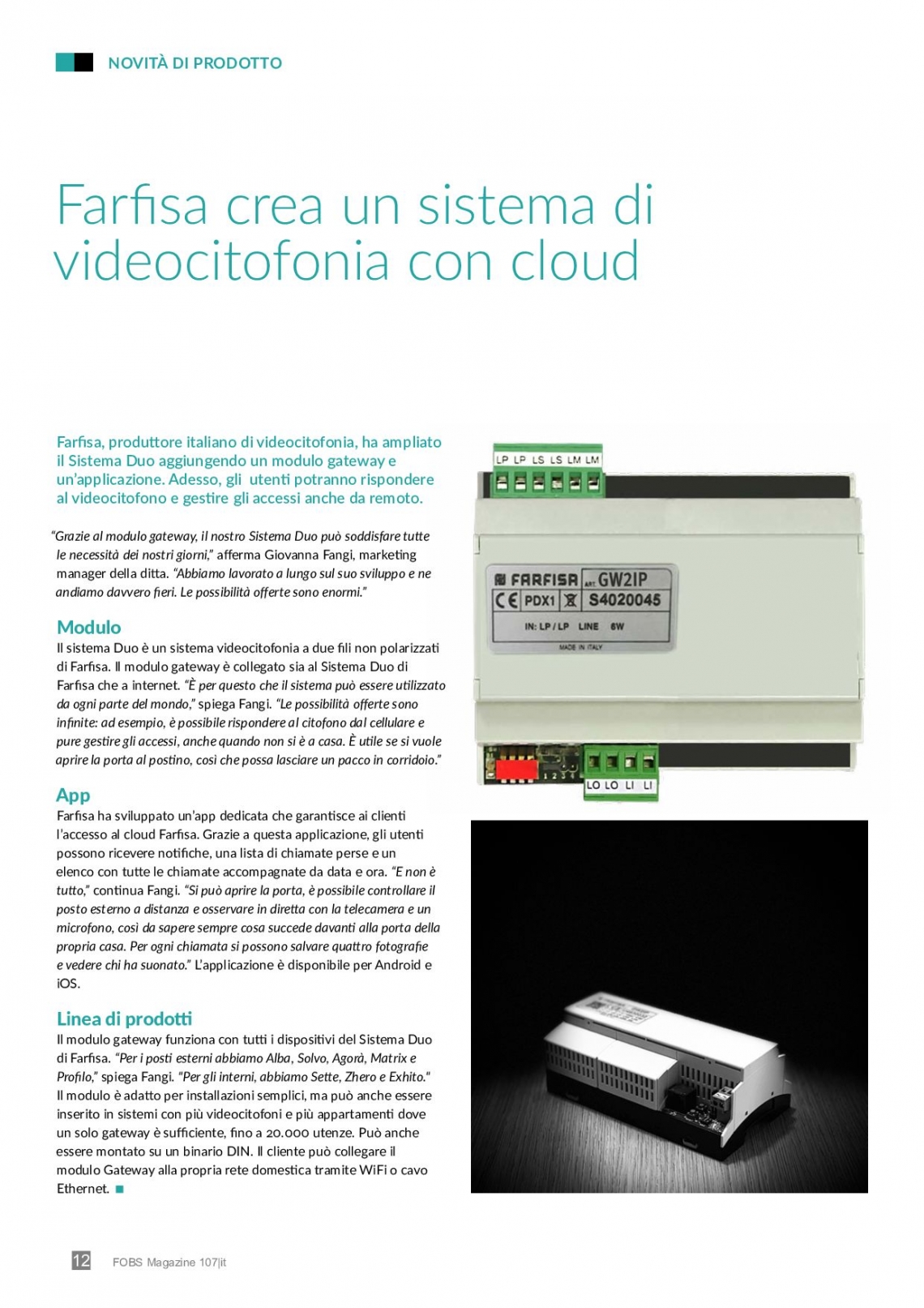 Videocitofonia sul cloud con il gateway Farfisa